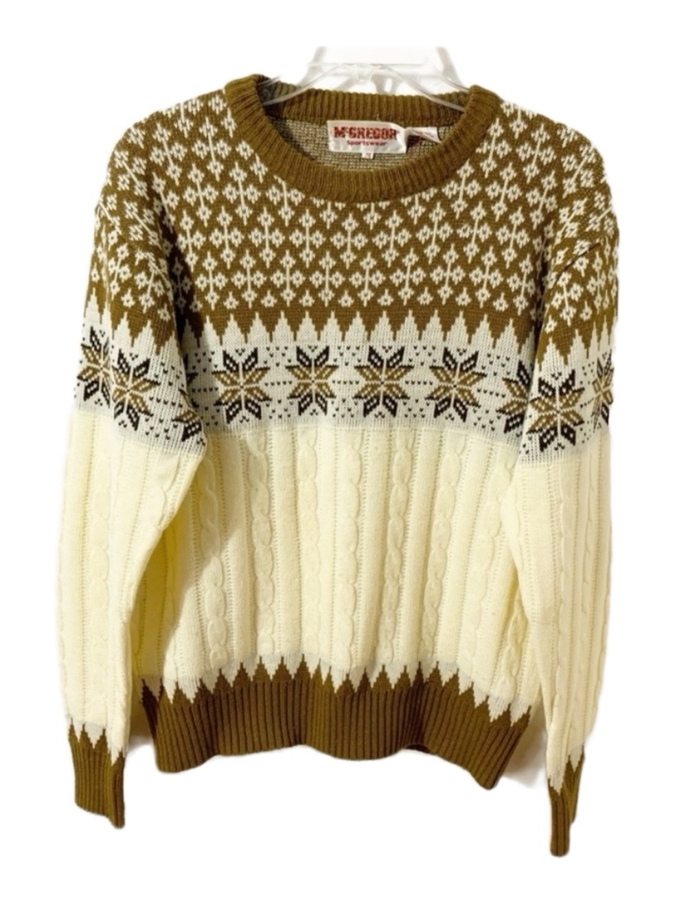 Vintage McGregor Sportswear Snowflake Cable Knit Pullover Crewneck Ski Sweater